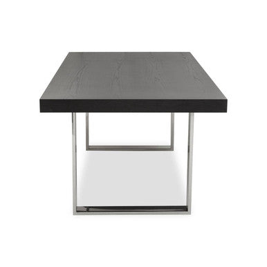 Rectangular Wooden Dining Table with Silver Finish Frame | Ulmus