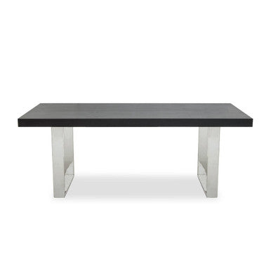Rectangular Wooden Dining Table with Silver Finish Frame | Ulmus