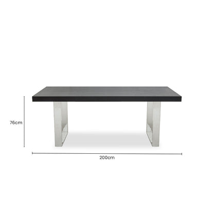 Rectangular Wooden Dining Table with Silver Finish Frame | Ulmus