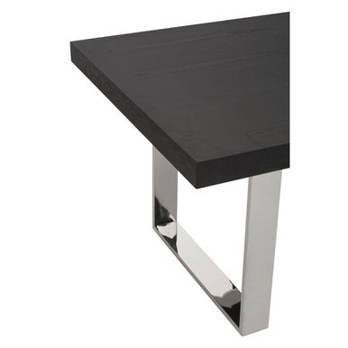 Rectangular Wooden Dining Table with Silver Finish Frame | Ulmus