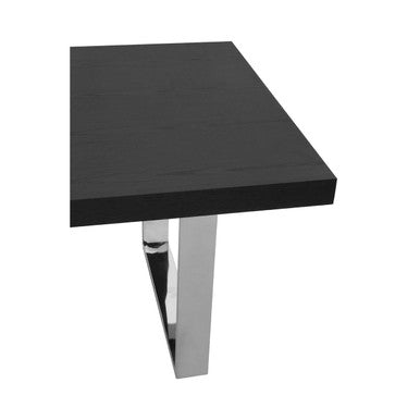 Rectangular Wooden Dining Table with Silver Finish Frame | Ulmus