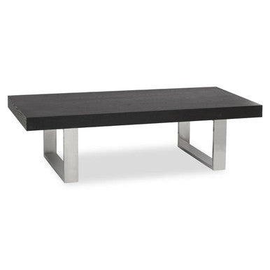Rectangular Wooden Coffee Table with Silver Finish Frame | Ulmus