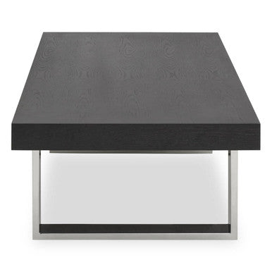 Rectangular Wooden Coffee Table with Silver Finish Frame | Ulmus