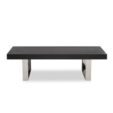 Rectangular Wooden Coffee Table with Silver Finish Frame | Ulmus