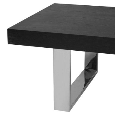 Rectangular Wooden Coffee Table with Silver Finish Frame | Ulmus