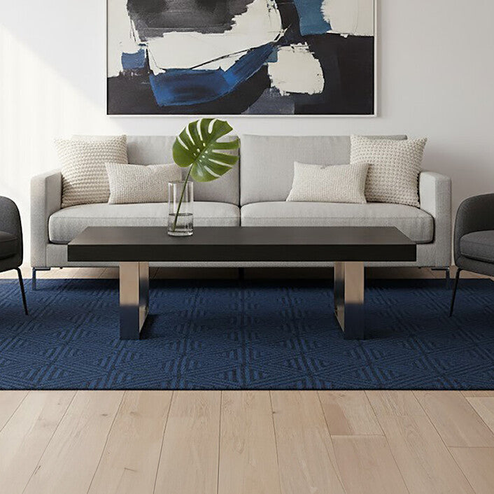 Rectangular Wooden Coffee Table with Silver Finish Frame | Ulmus