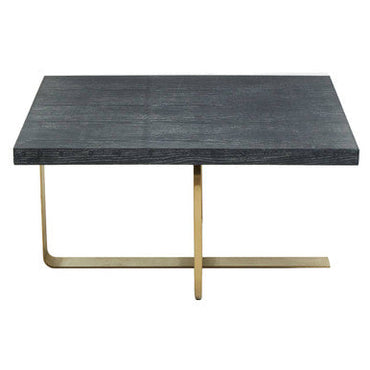 Black and Grey Square Coffee Table with Brushed Gold Base | Lena