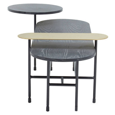 Gold Oak Veneer and Black Marble Top Coffee Table with Iron Legs | Serrano