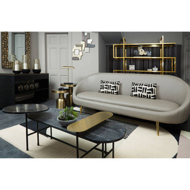 Gold Oak Veneer and Black Marble Top Coffee Table with Iron Legs | Serrano