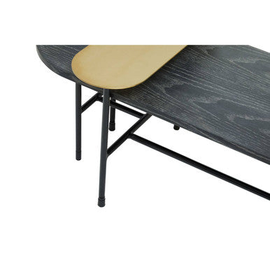 Gold Oak Veneer and Black Marble Top Coffee Table with Iron Legs | Serrano