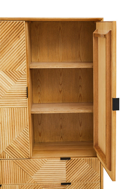 Natural Finish Cabinet with Drawers | Jakara