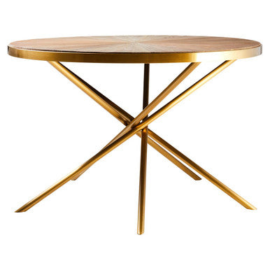 Gold Aged Fir Wood Rustic Top Dining Table with Stainless Steel Tied Base | Jana