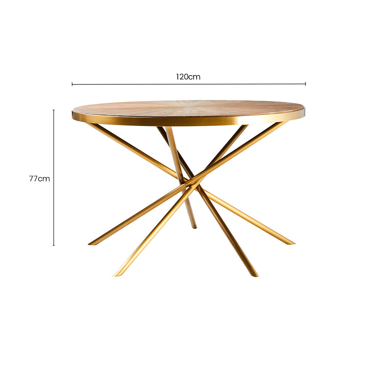 Gold Aged Fir Wood Rustic Top Dining Table with Stainless Steel Tied Base | Jana