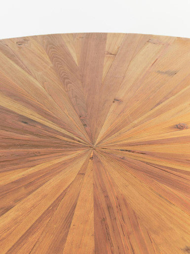 Gold Aged Fir Wood Rustic Top Dining Table with Stainless Steel Tied Base | Jana