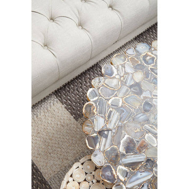 Silver and Assorted Agate Stone Top Coffee Table with Stainless Steel Cross Legs | Rabia