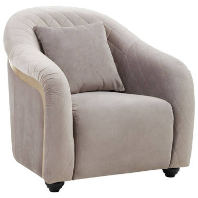 Fifi Light Grey Cotton Velvet Chair with Quilted Back