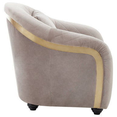Fifi Light Grey Cotton Velvet Chair with Quilted Back
