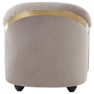 Fifi Light Grey Cotton Velvet Chair with Quilted Back
