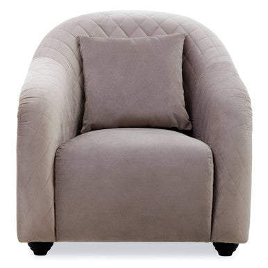 Fifi Light Grey Cotton Velvet Chair with Quilted Back