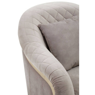 Fifi Light Grey Cotton Velvet Chair with Quilted Back