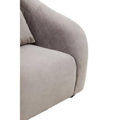 Fifi Light Grey Cotton Velvet Chair with Quilted Back