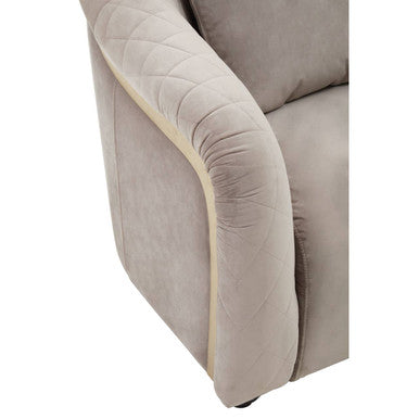 Fifi Light Grey Cotton Velvet Chair with Quilted Back