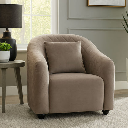 Fifi Light Grey Cotton Velvet Chair with Quilted Back