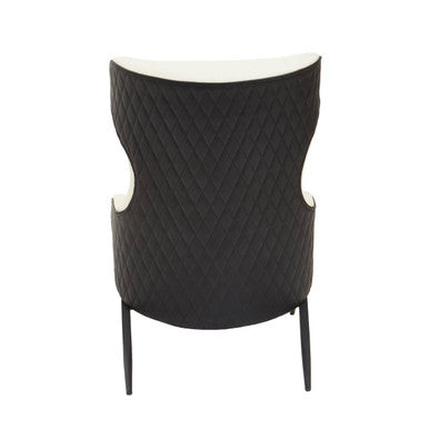 Kiev Ivory Fabric and Black Faux Leather Wingback Armchair