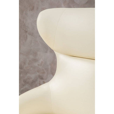 Kiev Ivory Fabric and Black Faux Leather Wingback Armchair