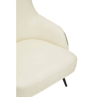 Kiev Ivory Fabric and Black Faux Leather Wingback Armchair