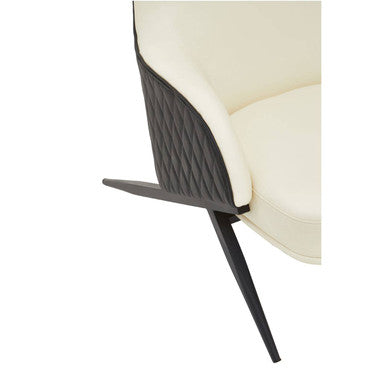 Kiev Ivory Fabric and Black Faux Leather Wingback Armchair