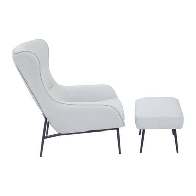 Kaiko Stone Faux Leather Wingback Armchair and Footstool