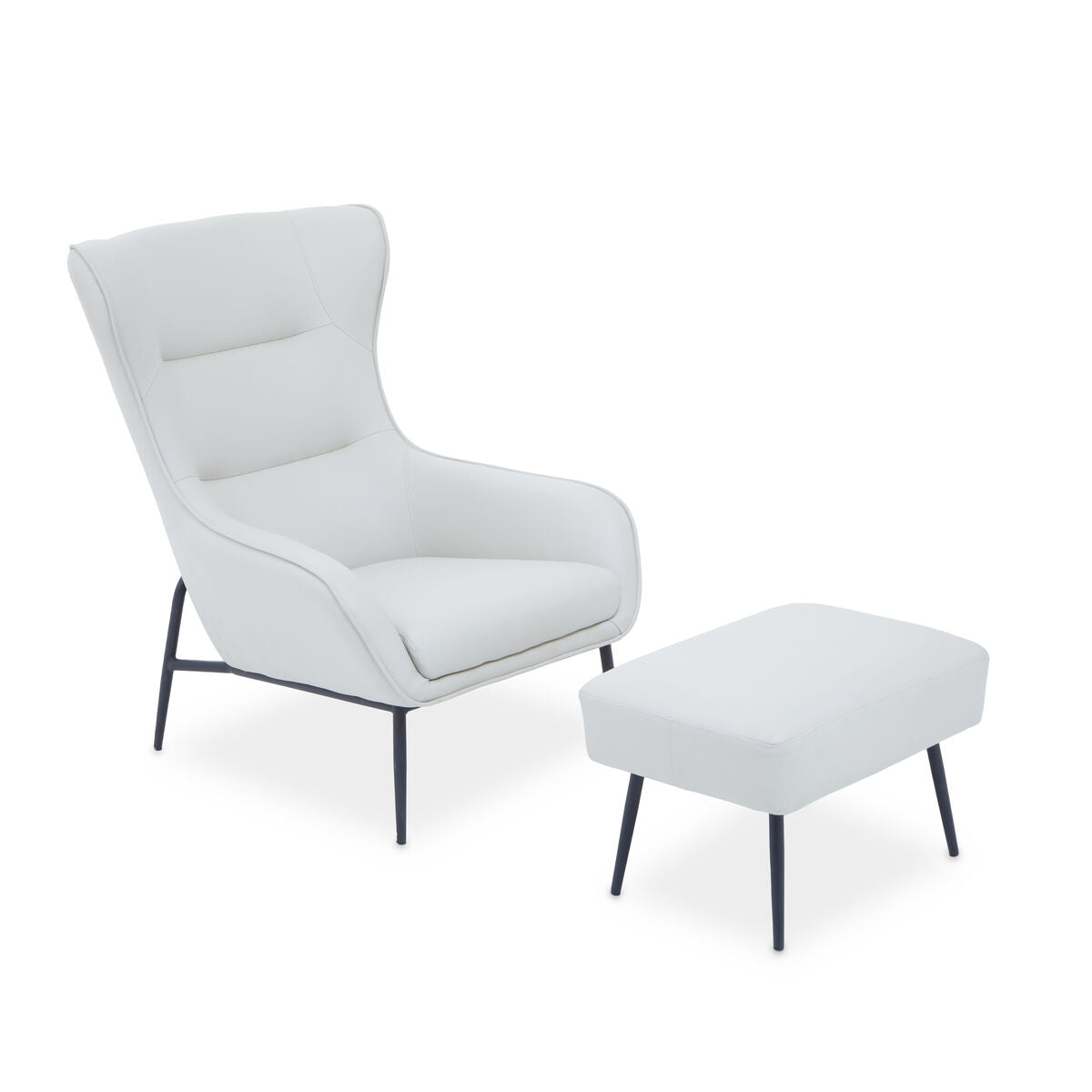 Kaiko Stone Faux Leather Wingback Armchair and Footstool