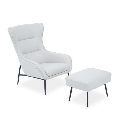 Kaiko Stone Faux Leather Wingback Armchair and Footstool