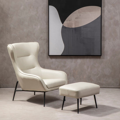 Kaiko Stone Faux Leather Wingback Armchair and Footstool