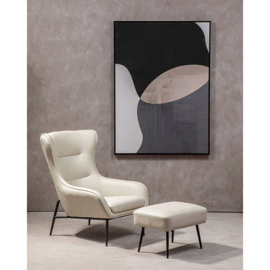 Kaiko Stone Faux Leather Wingback Armchair and Footstool