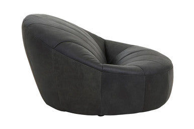 Hoxton Antique Black Leather Cocoon Lounge Chair with Padded Seat