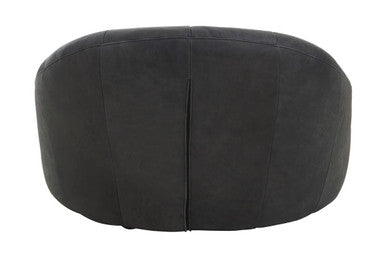 Hoxton Antique Black Leather Cocoon Lounge Chair with Padded Seat
