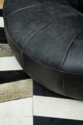 Hoxton Antique Black Leather Cocoon Lounge Chair with Padded Seat