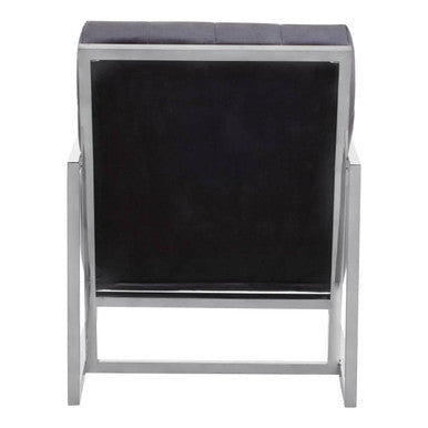 Hana Black Velvet Chair With Silver Stainless Steel Frame