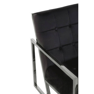 Hana Black Velvet Chair With Silver Stainless Steel Frame
