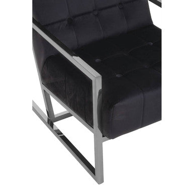 Hana Black Velvet Chair With Silver Stainless Steel Frame