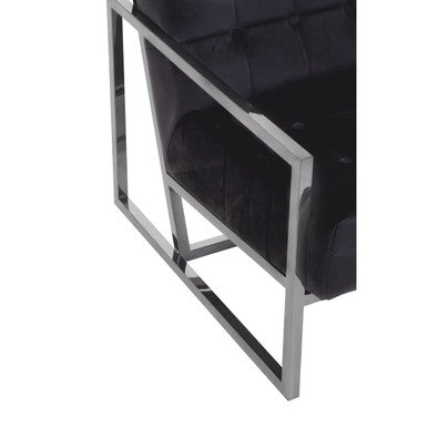 Hana Black Velvet Chair With Silver Stainless Steel Frame