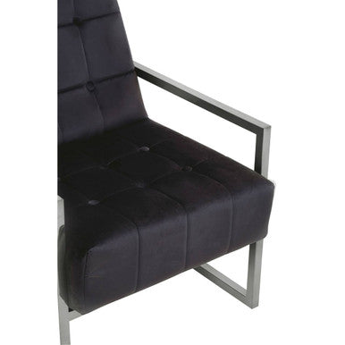 Hana Black Velvet Chair With Silver Stainless Steel Frame