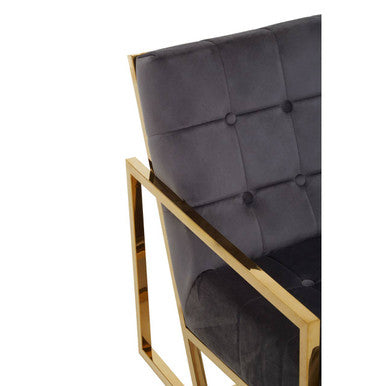 Hana Grey Velvet Chair With Gold Stainless Steel Frame