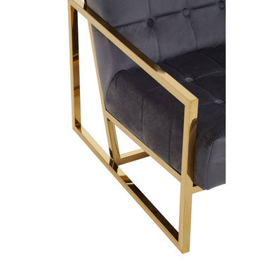 Hana Grey Velvet Chair With Gold Stainless Steel Frame