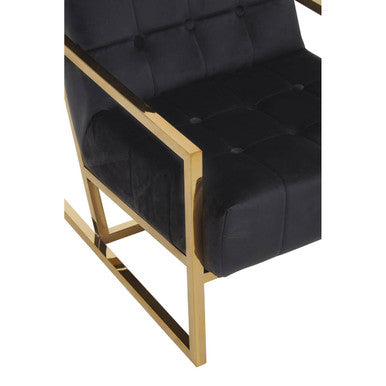 Hana Black Velvet Chair with Gold Stainless Steel Frame