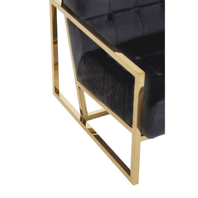 Hana Black Velvet Chair with Gold Stainless Steel Frame