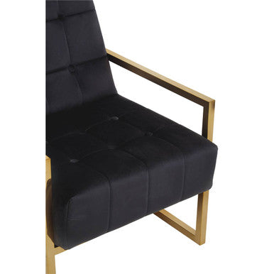 Hana Black Velvet Chair with Gold Stainless Steel Frame