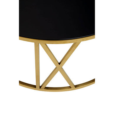 Alana Gold Finish and Black Glass Round Coffee Table